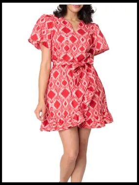 GIBSONLOOK Batik Print Flutter Sleeve Cotton Poplin Dress